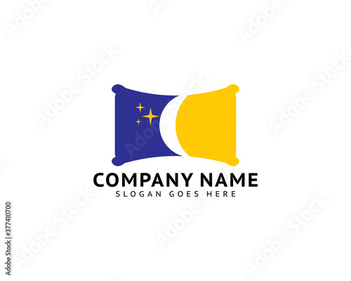 Pillow and Crescent Night Sleep Logo Template Design