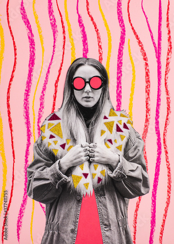 Sixties style woman collage