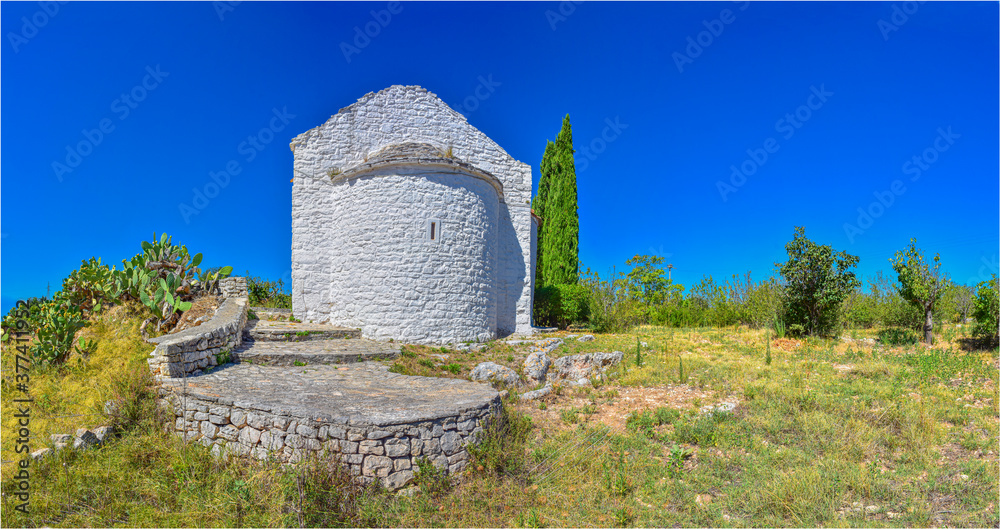 Panoramic view of an ancient church from the 10th century