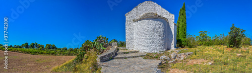 Panoramic view of an ancient church from the 10th century