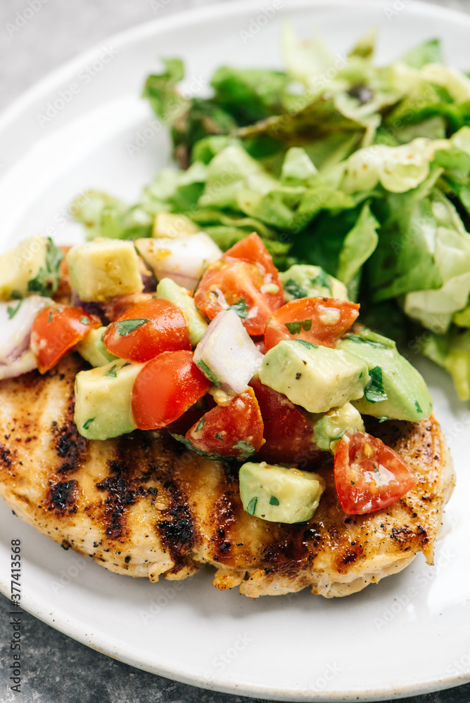 Grilled Chicken Breast Topped With Avocado Salsa Grilled Chicken Breast Topped With Avocado Salsa