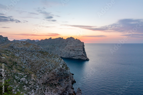 Sunset at sea from Formentor cape, Mallorca island, Spain © Mistervlad