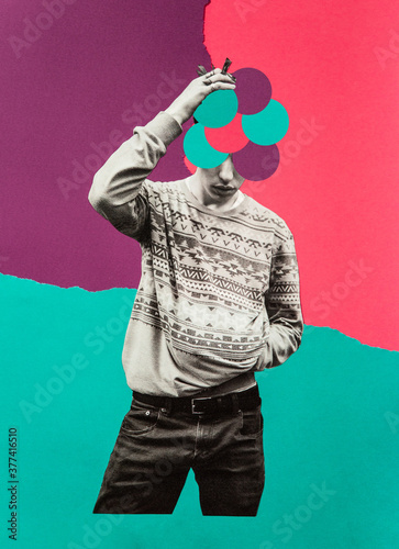 Shy man collage