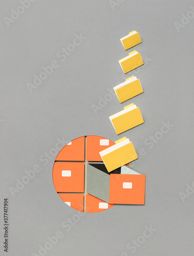 Archive and folders paper art illustration