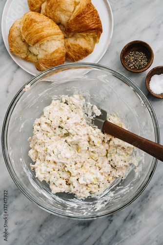 Preparing tuna fish salad photo