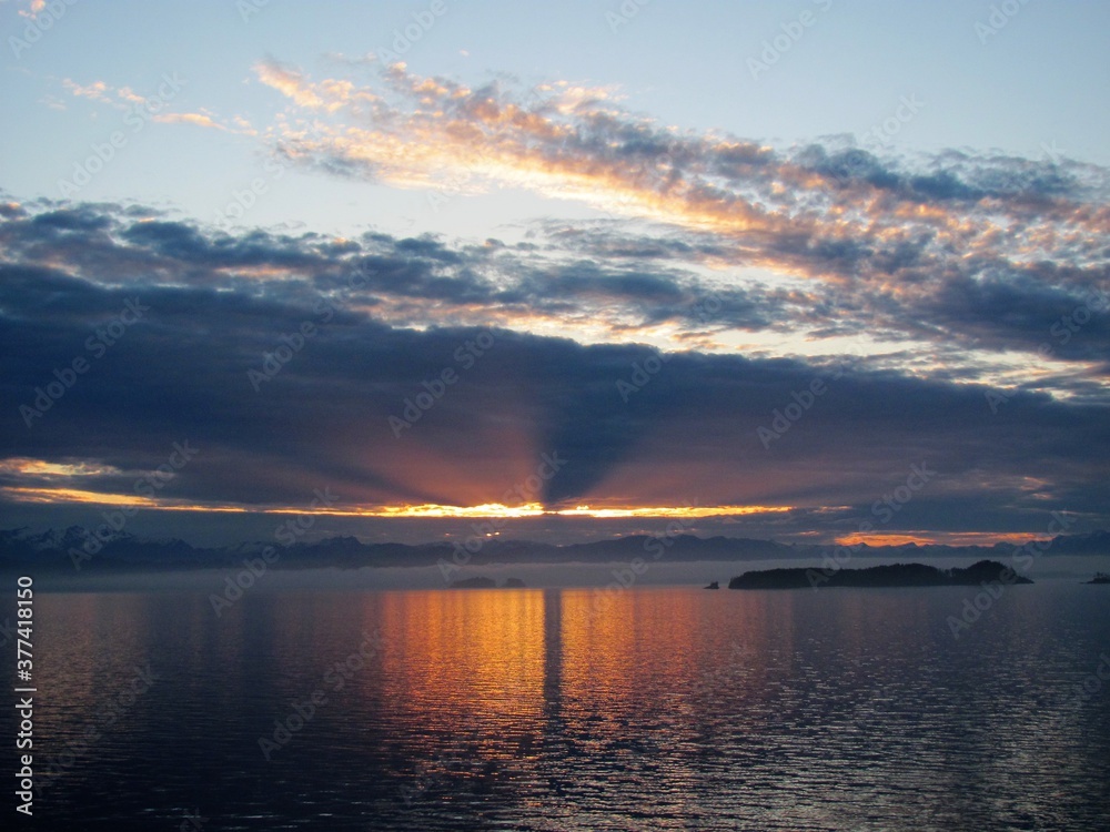 Fototapeta premium Daybreak, Cruising the Inside Passage Alaska