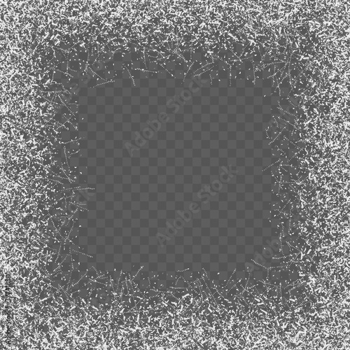 Frozen frame window. Frost glass ice. Vector stock illustration