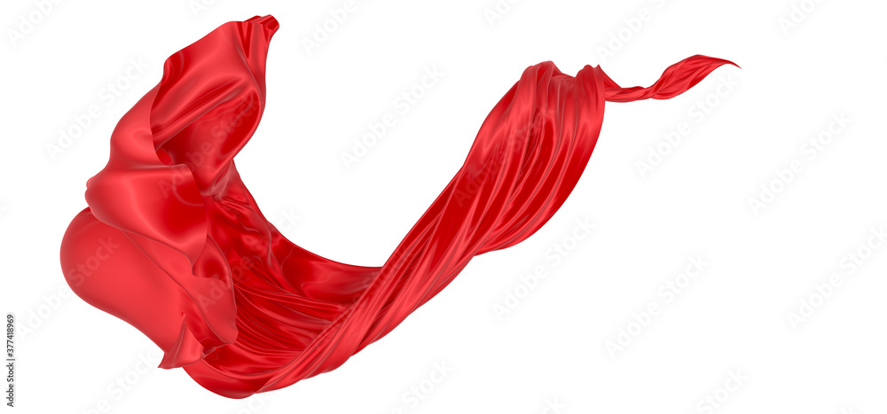 Beautiful flowing fabric of red wavy silk or satin. 3d rendering image. Beautiful flowing fabric of red wavy silk or satin. 3d rendering image.