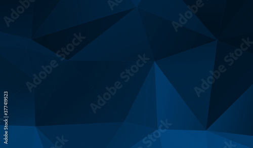 Abstract blue black polygon triangle pattern gradient background. 3d render illustration.