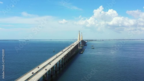 Wallpaper Mural Aerial hyper lapse of the Sunshine Skyway Bridge St Petersburg Florida over Tampa Bay 4k Torontodigital.ca