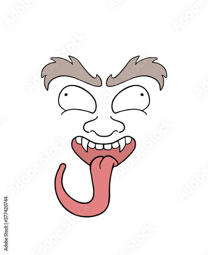 Funny face with long tongue