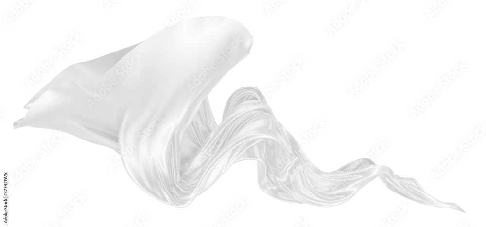 Beautiful flowing fabric of white wavy silk or satin. 3d rendering image. Beautiful flowing fabric of white wavy silk or satin. 3d rendering image.