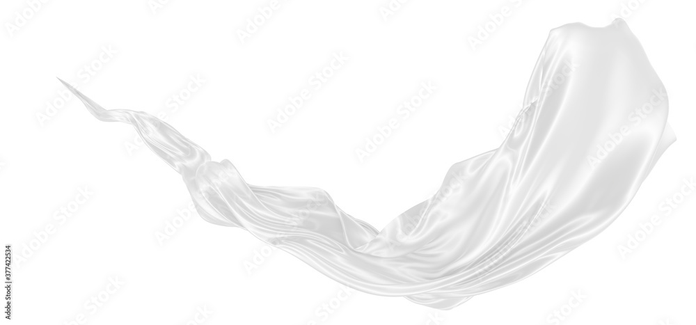 Beautiful flowing fabric of white wavy silk or satin. 3d rendering image. Beautiful flowing fabric of white wavy silk or satin. 3d rendering image.