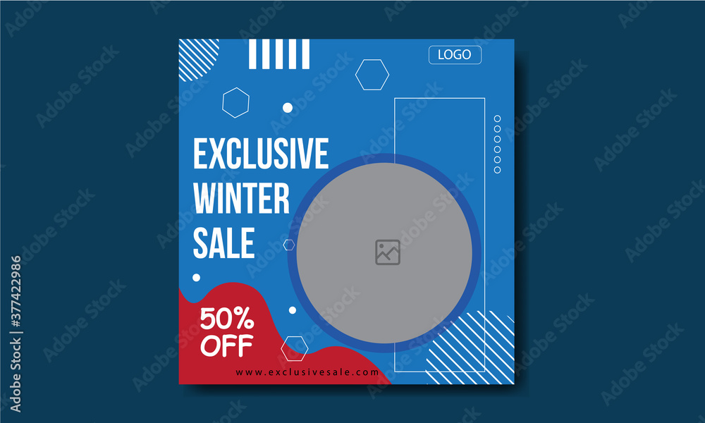 Fototapeta premium Winter social media sale banner.