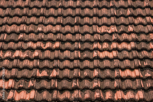 Slate roof texture of house on Sri Lanka island, Asia, South Asia, background