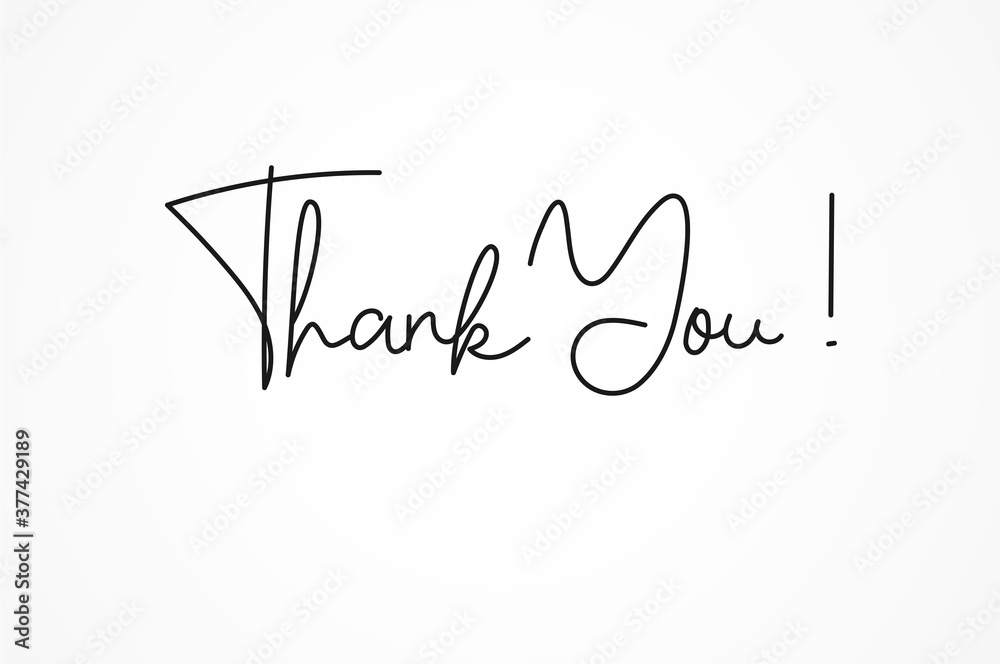 Thank You text Handwritten Lettering, Greeting Card design template