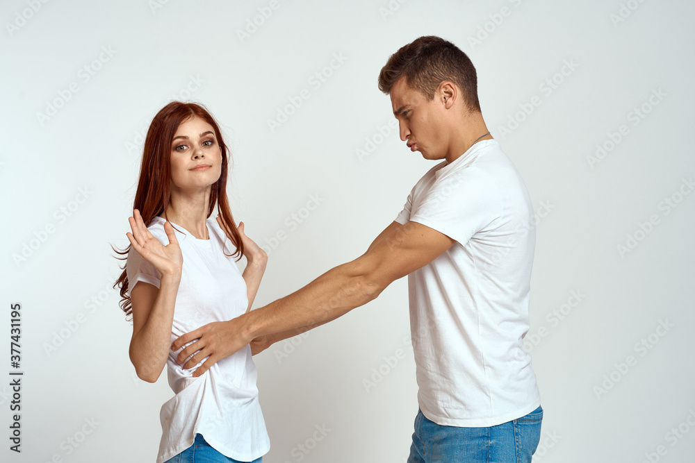 Portrait of man and woman family love emotions light background close-up cropped view Portrait of man and woman family love emotions light background close-up cropped view