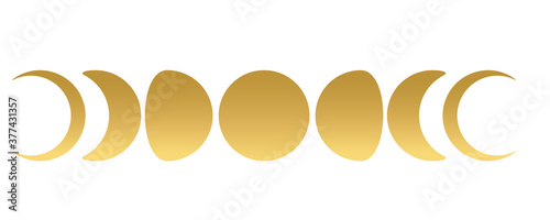 Moon phases gold set. Boho style. Vector. 