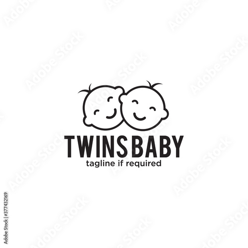 Twins baby shop logo design template