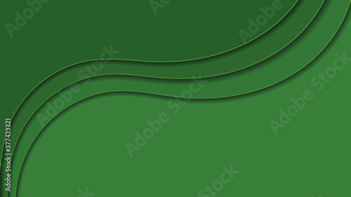 Abstract wavy green background. Made in the style of paper cut.