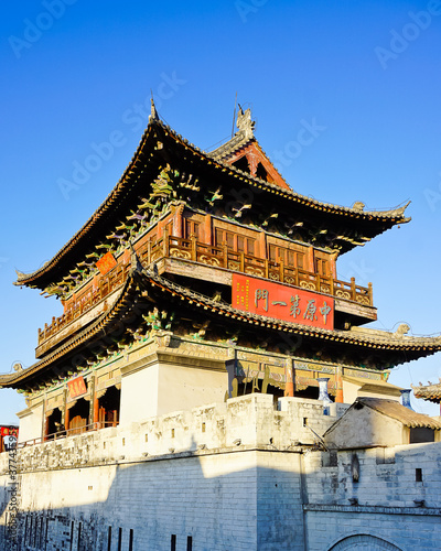 Buddhist temple on the city wall of old town of luoyang China
