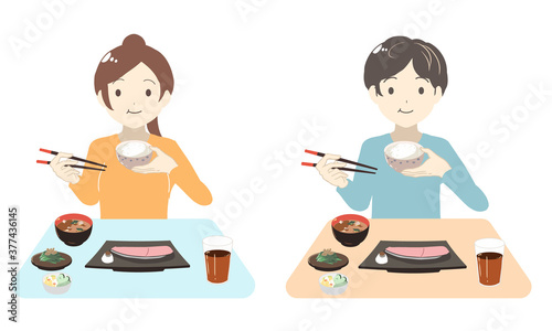 ご飯を頬張る(線無し)