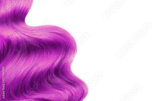 Pink shiny hair isolated on white. Background with copy space