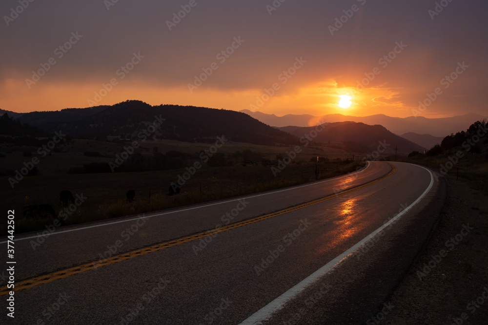 Sunset view of Colorado HWY 12