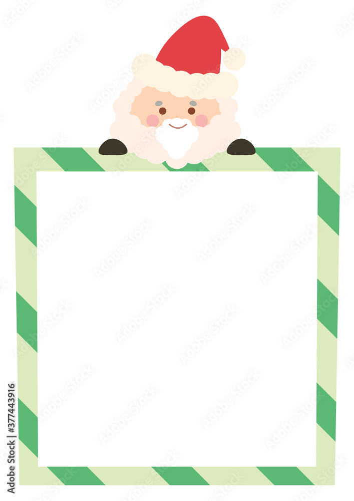 サンタクロースが上に乗っているクリスマスのフレームイラスト