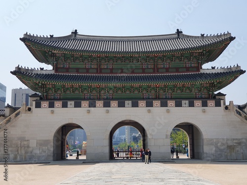 The scene of the Geunjeongjeon Hall of Gyeongbokgung Palace. An ancient palace. traditional