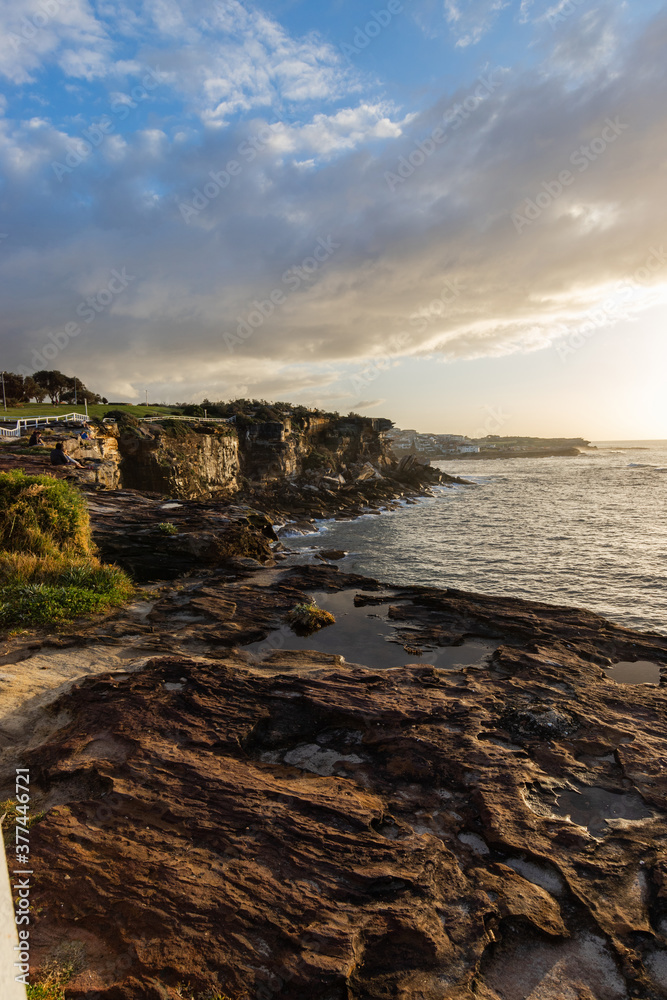 Cliff coastline view from Coogee, Sydney, Australia.
