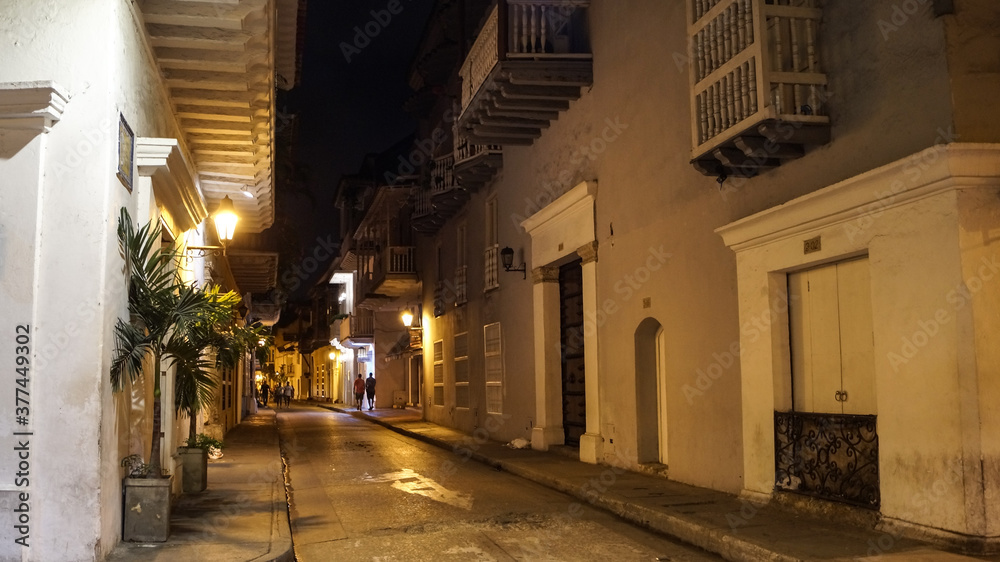 Calles De La Ciudad Amurallada en Cartagena. Colombia