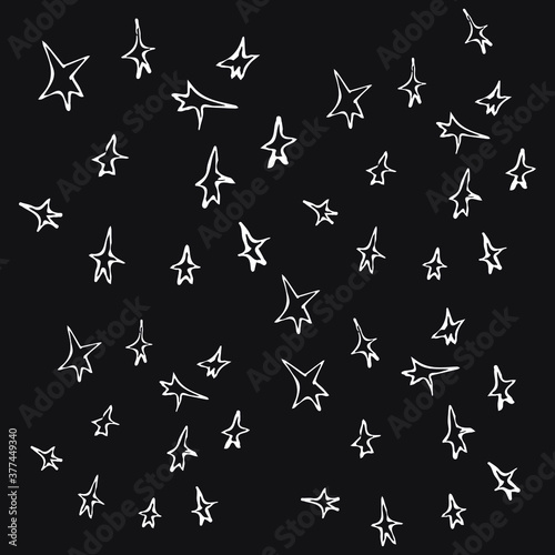 Modern geometric star pattern, stars outline, roughly hand drawn, handmade background texture EPS Vector
