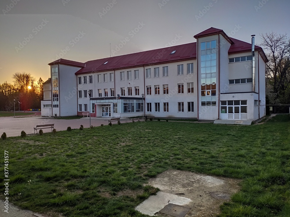 Fototapeta premium Bistrita, Liviu Rebreanu new High School , Romania,2020