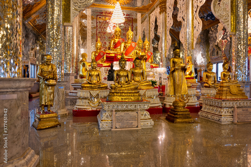 Fototapeta premium Khlong Luang Pang Subdistrict, Chachoengsao. Thailand / July 12,2020. Wat Veerachote Thammaram. Its area of 36 rai provides peaceful atmosphere, which is surrounded by rice fields.