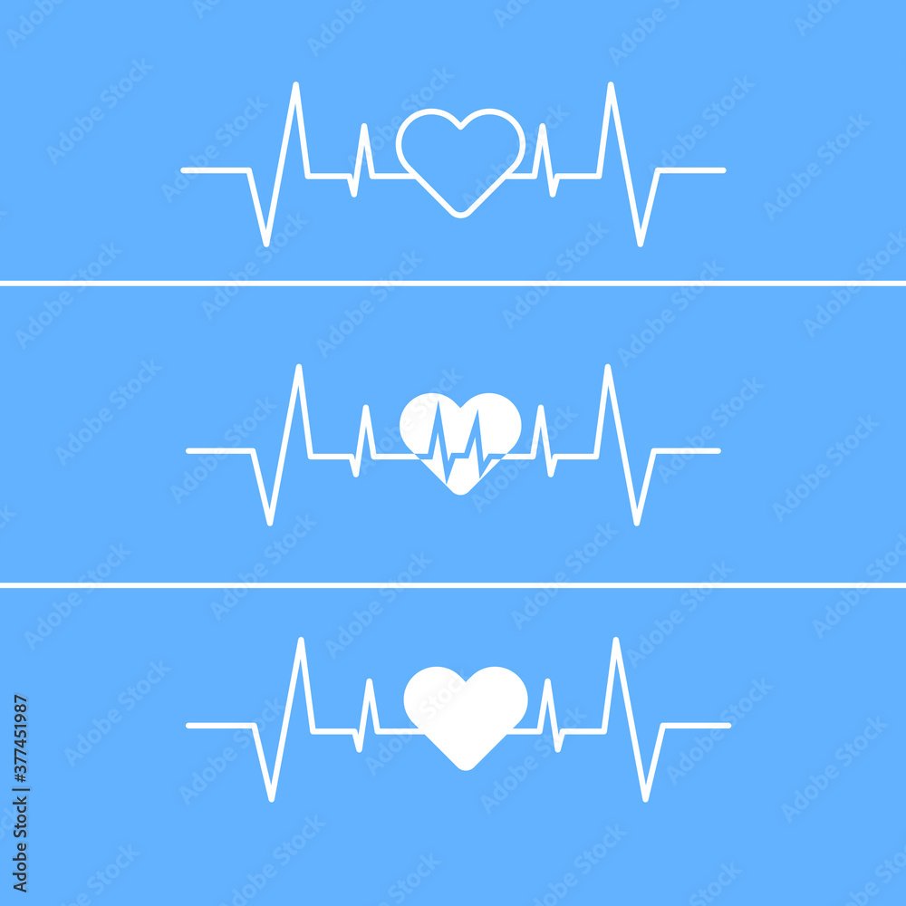 Heart beat monitor pulse line art icon for medical apps and websites isolated on white background EPS Vector