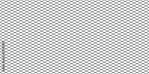 Wire fence pattern. Illustration of diamond shape wire mesh (Horizontal). Geometric mesh. Geometric mesh on white background. photo
