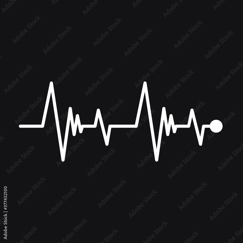 White heartbeat line icon EPS Vector