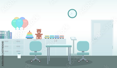 Pediatric clinic or children clinic interior flat design vector illustration