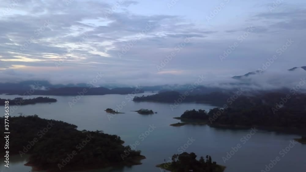 Morning blue hour rotating view in Lake Kenyir, Terengganu, Malaysia Morning blue hour rotating view in Lake Kenyir, Terengganu, Malaysia