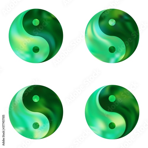 Kit of colorful backgrounds with yin yang.
