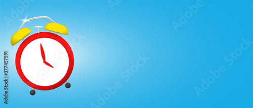 Realistic 3D vector alarm clock banner background.