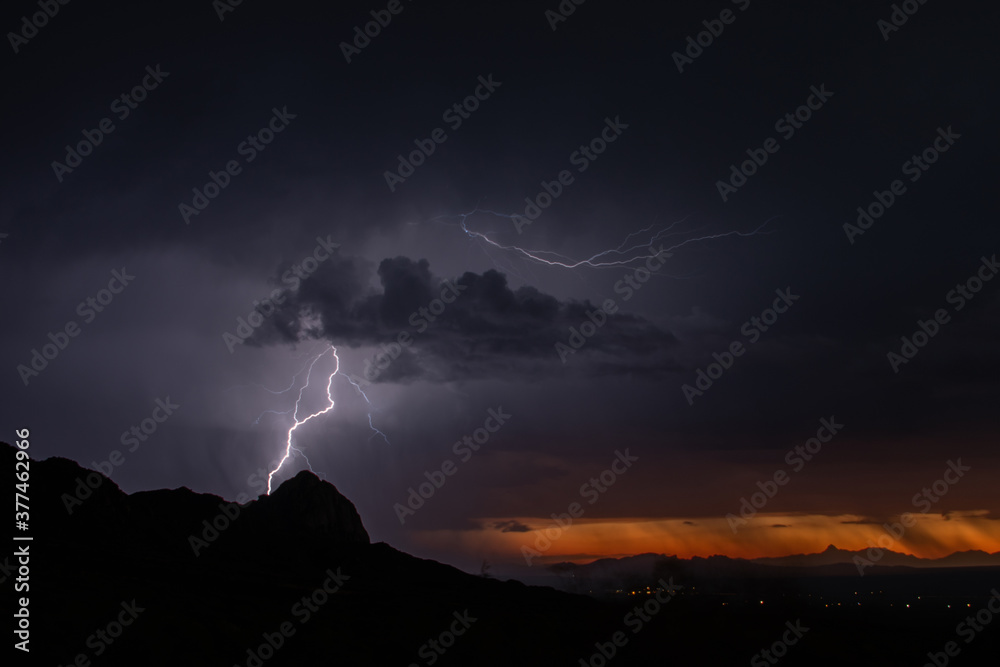 Sunset lightning over Elephant Head Mountain