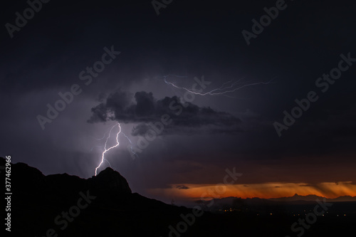 Sunset lightning over Elephant Head Mountain