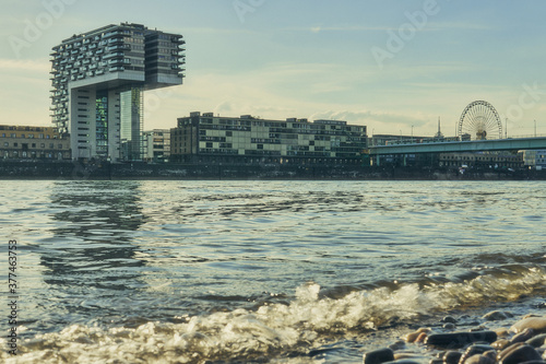 Cologne Rhine River Haven Cathedral . High quality photo
