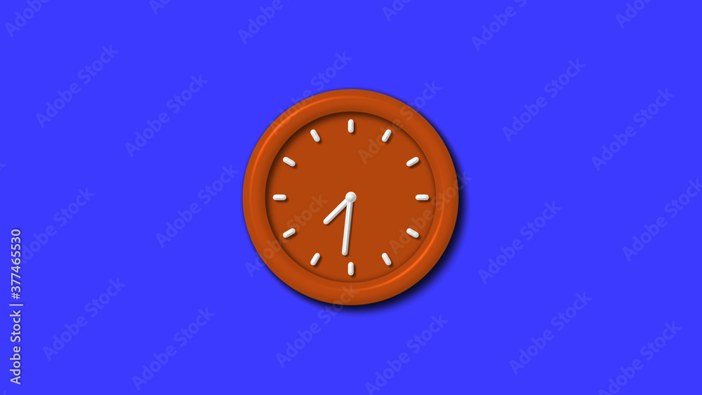 Best brown color 3d wall clock icon on blue background,12 hours clock icon Best brown color 3d wall clock icon on blue background,12 hours clock icon