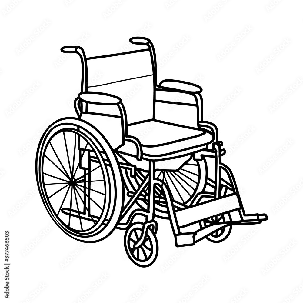  Wheelchair for disabled people. Doodle style