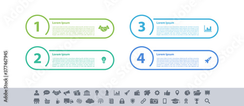 Infographic design business concept vector illustration with 4 steps or options or processes represent work flow or diagram or web button banner