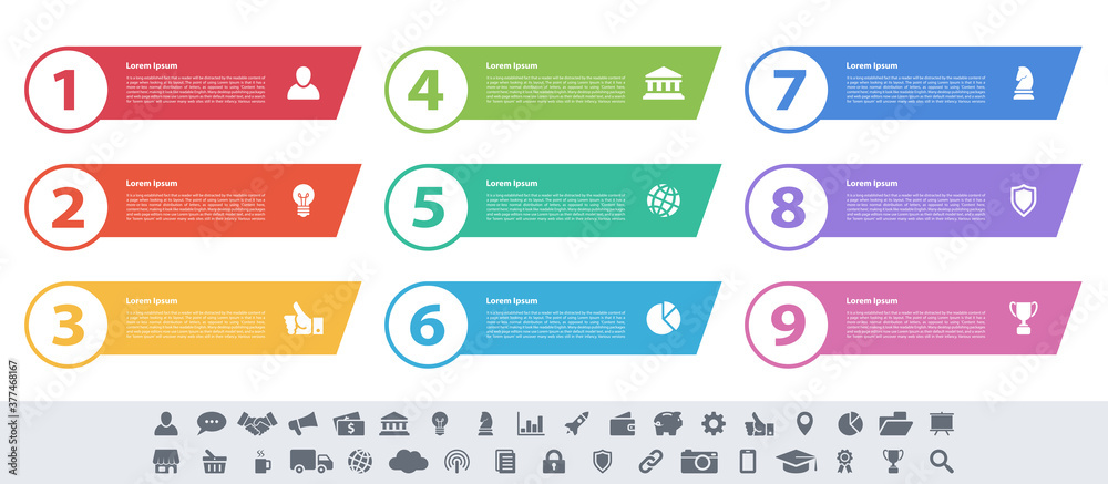 custom made wallpaper toronto digitalInfographic design business concept vector illustration with 9 steps or options or processes represent work flow or diagram or web button banner