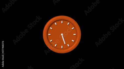 Amazing brown color 3d wall clock icon on black background,clock icon